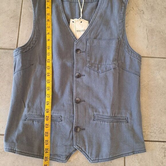 Beotyshow Men’s Gray Cotton Canvas Vest size XS - Picture 4 of 5